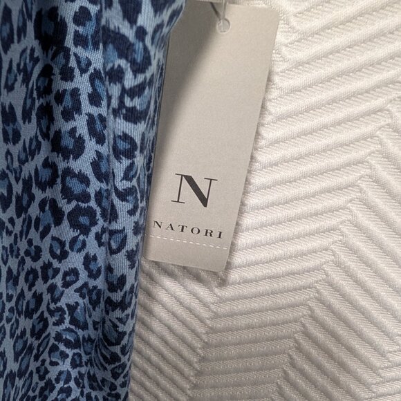 N Natori Blue Leopard Print Cotton Jersey Caftan Midnight Navy Size Large NWT - Picture 7 of 13